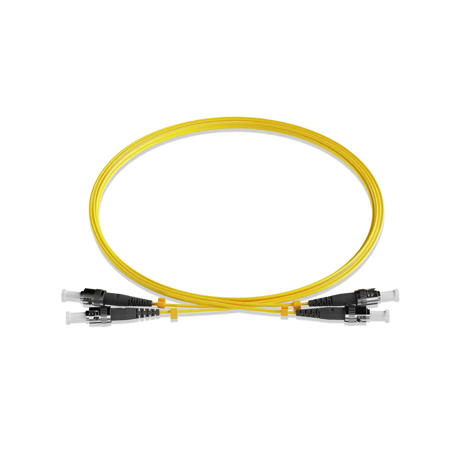 12m 39ft Fiber Patch Cable 2 Fibers ST UPC Duplex to ST UPC Duplex Singlemode OS2 Riser OFNR 2.0mm Yellow