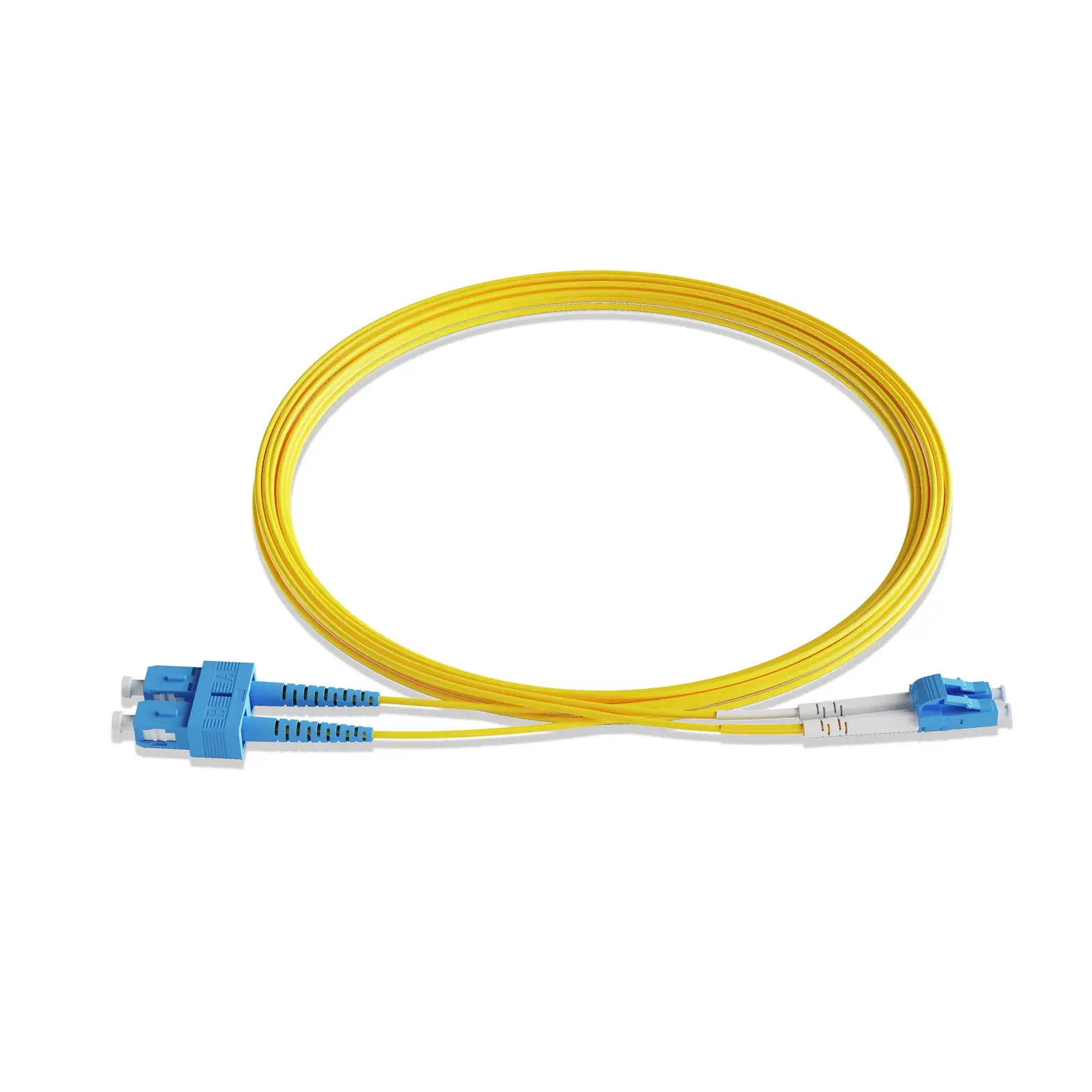 1m 3ft Fiber Patch Cable 2 Fibers LC UPC Duplex to SC UPC Duplex Singlemode OS2 Riser OFNR 2.0mm Yellow