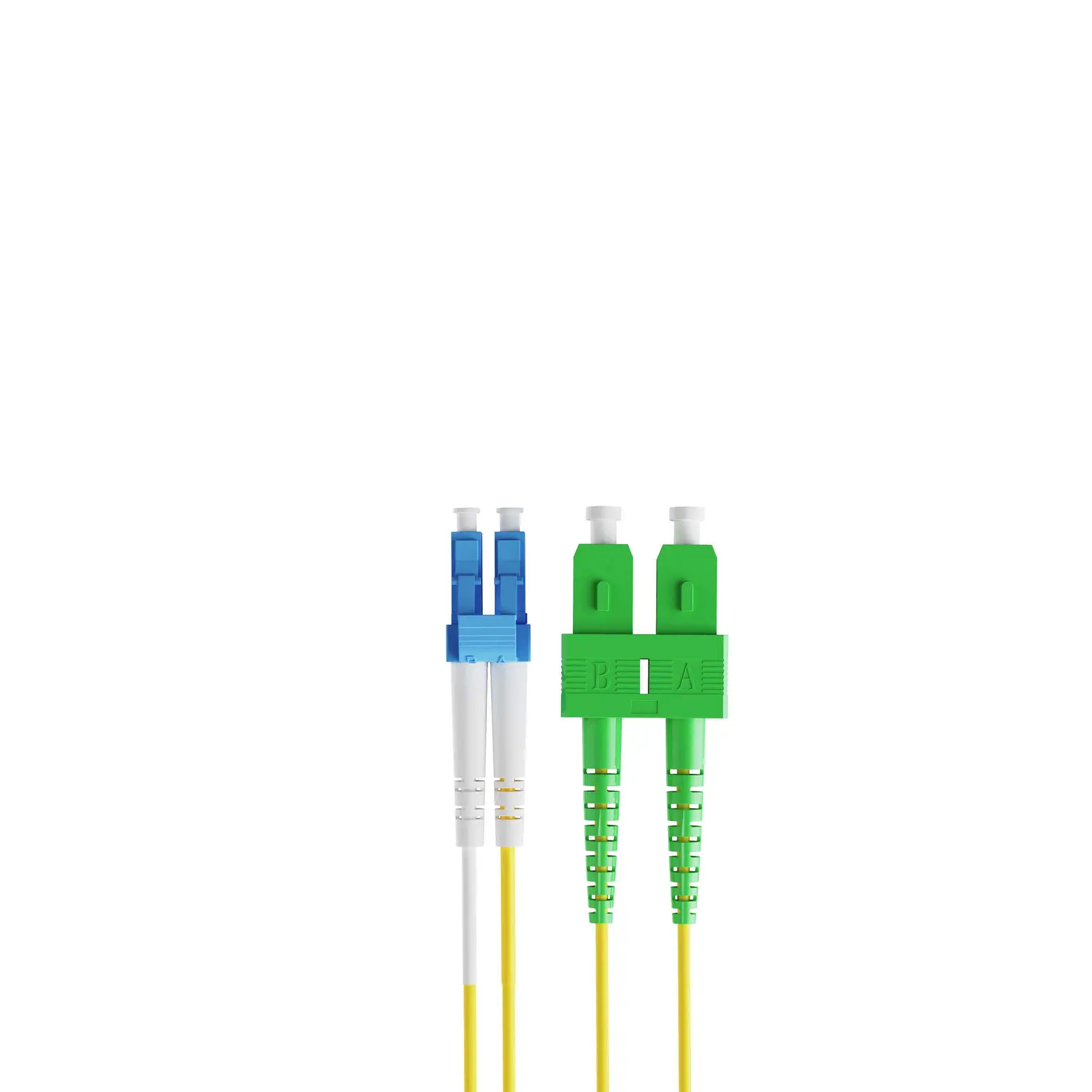 4m 13ft Fiber Patch Cable 2 Fibers LC UPC Duplex to SC APC Duplex Singlemode OS2 Riser OFNR 2.0mm Yellow