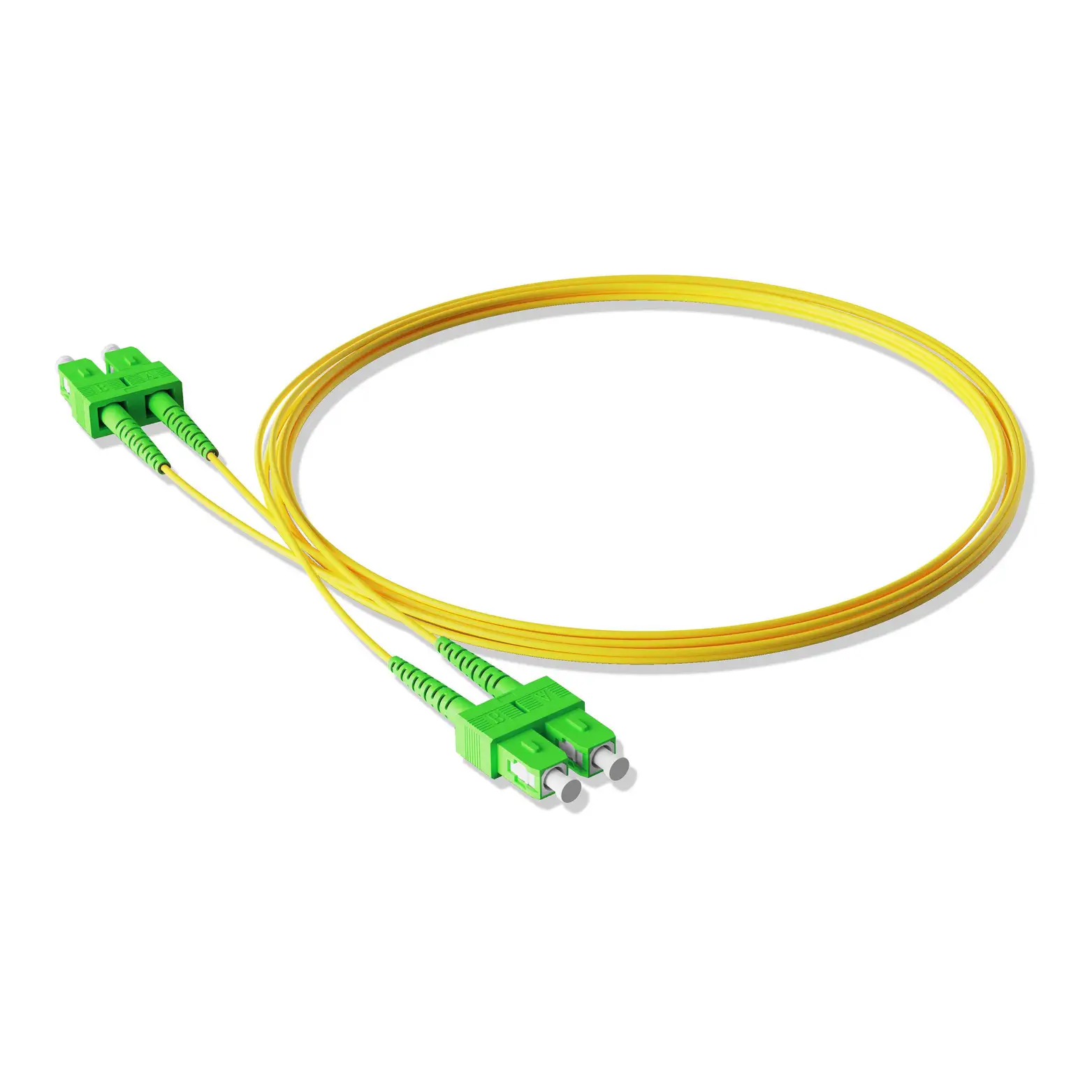 3m 10ft Fiber Patch Cable 2 Fibers SC APC Duplex to SC APC Duplex Singlemode OS2 Riser OFNR 2.0mm Yellow