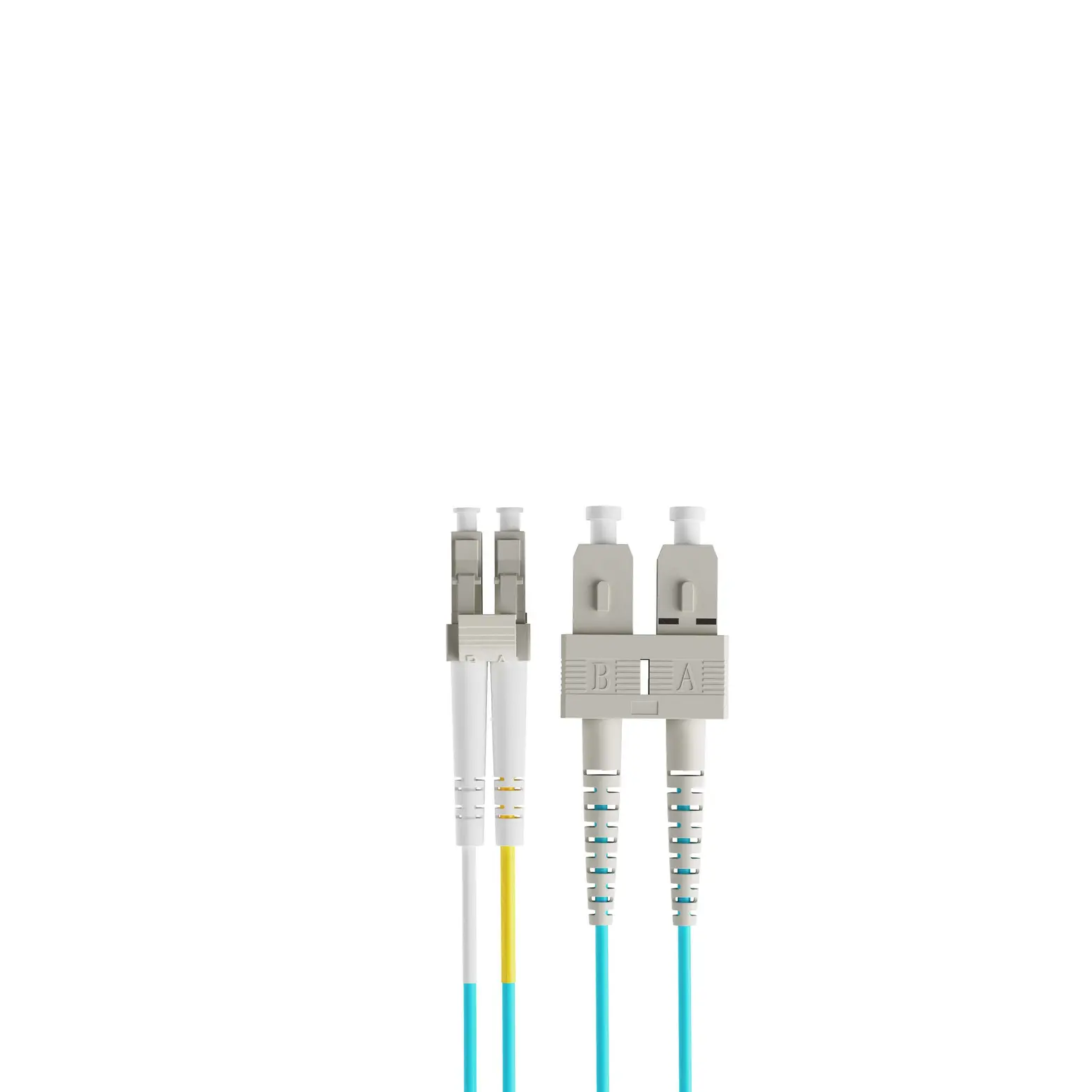 3m 10ft Fiber Patch Cable 2 Fibers LC UPC Duplex to SC UPC Duplex  Multimode OM4 Riser OFNR  2.0mm Aqua
