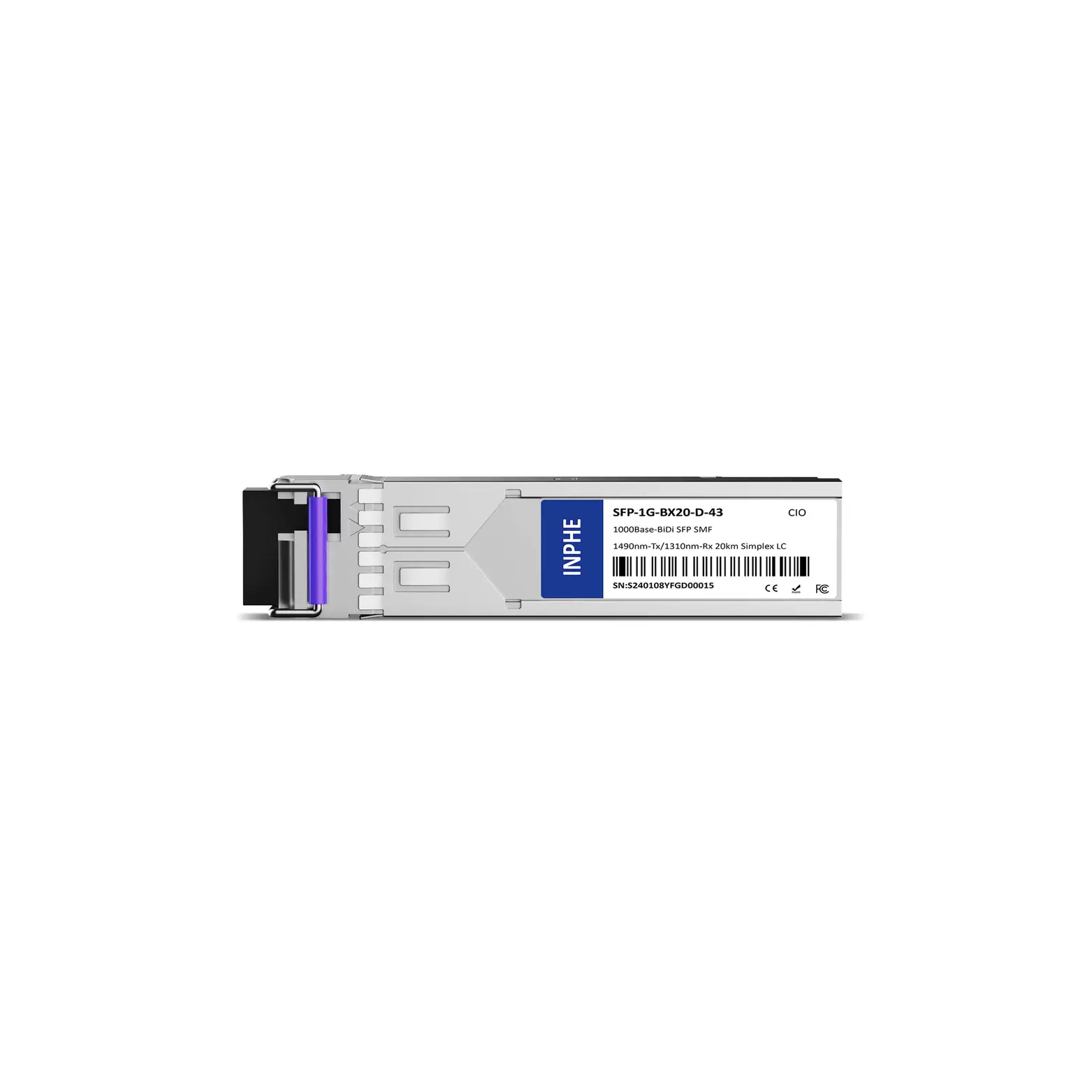Cisco Compatible SFP 1.25GBASE BiDi 1490nm-Tx/1310nm-Rx 20km SMF Simplex LC DDM/DOM Optics Transceiver