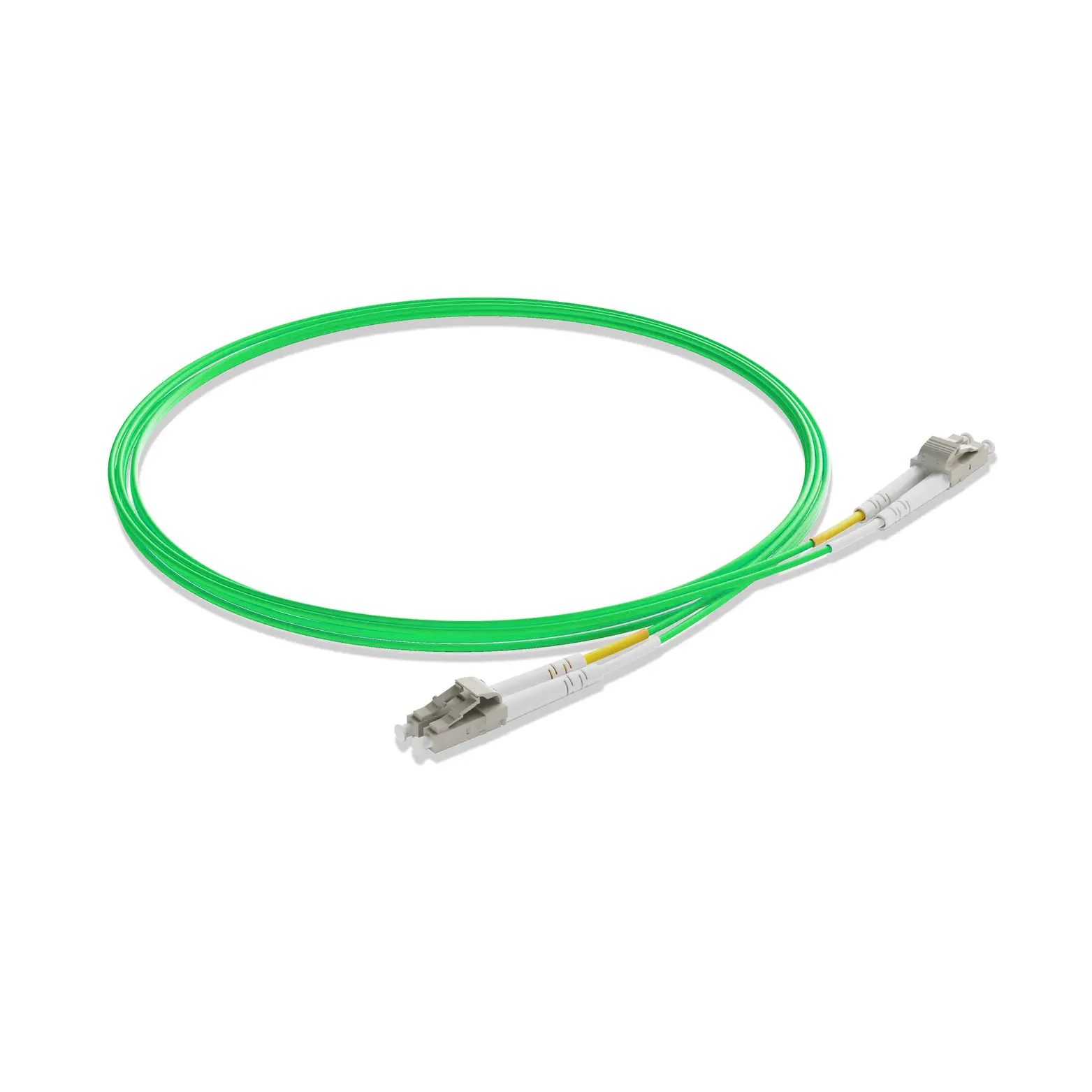 12m 39ft Fiber Patch Cable 2 Fibers LC UPC Duplex to LC UPC Duplex Multimode OM5 Riser OFNR 2.0mm Lime Green