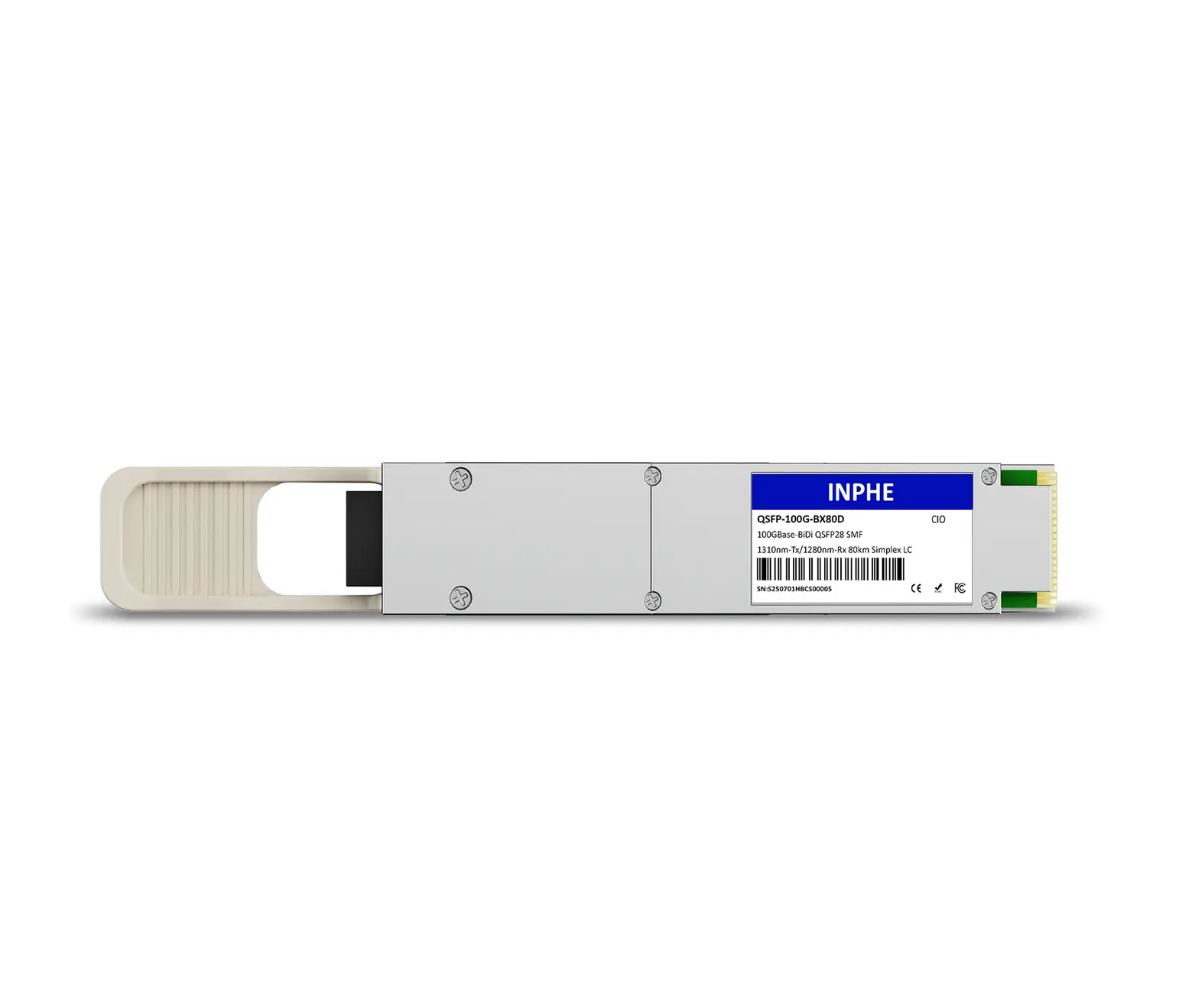 Cisco Compatible QSFP28 100G BiDi 1309.14nm-Tx/1273.55nm-Rx 80km SMF Simplex LC DDM/DOM Optics Transceiver