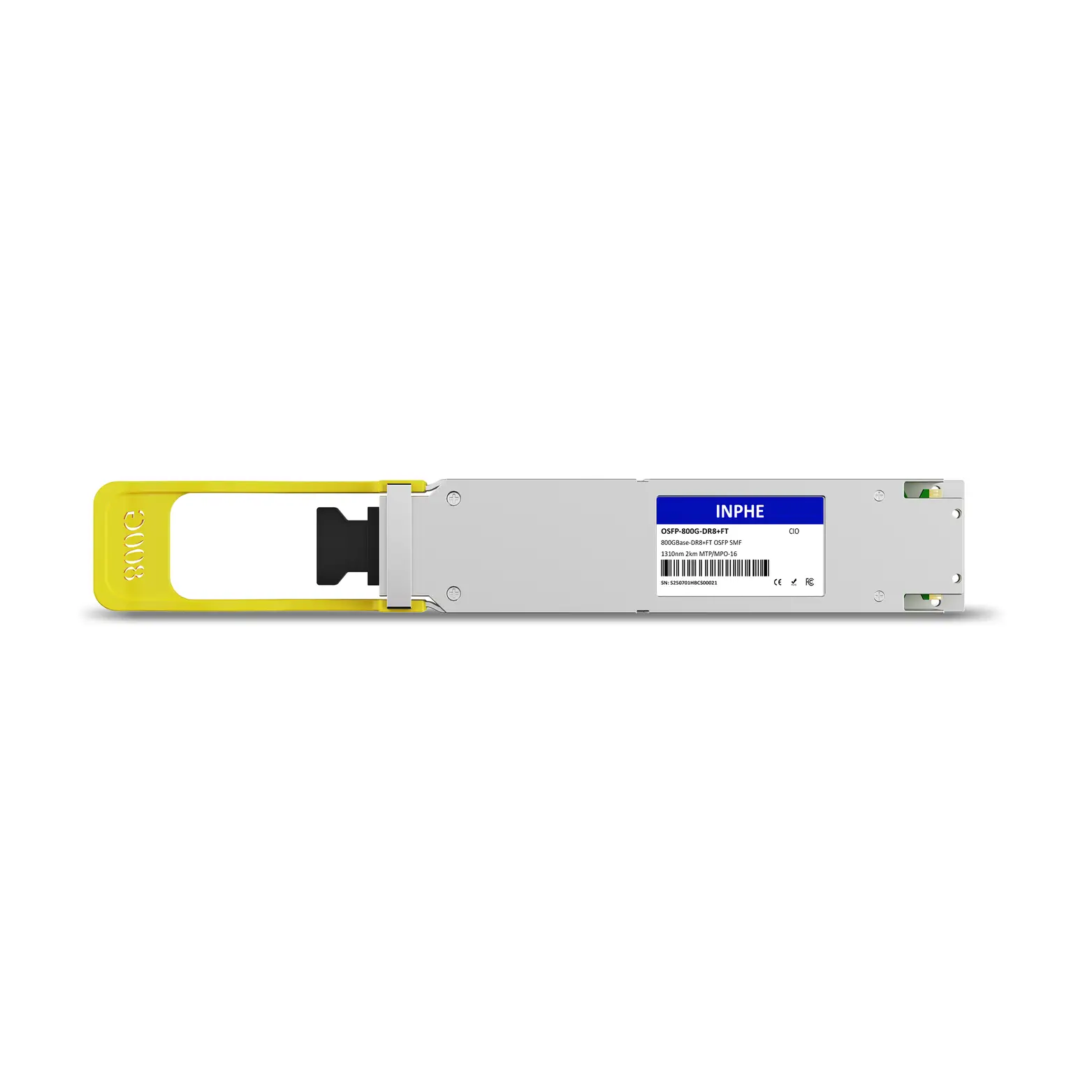Cisco Compatible OSFP 800GBASE XDR8 1310nm 2km SMF MPO/MTP-16 DDM/DOM Optics Transceiver, Support 8x100G FR1, Flat Top