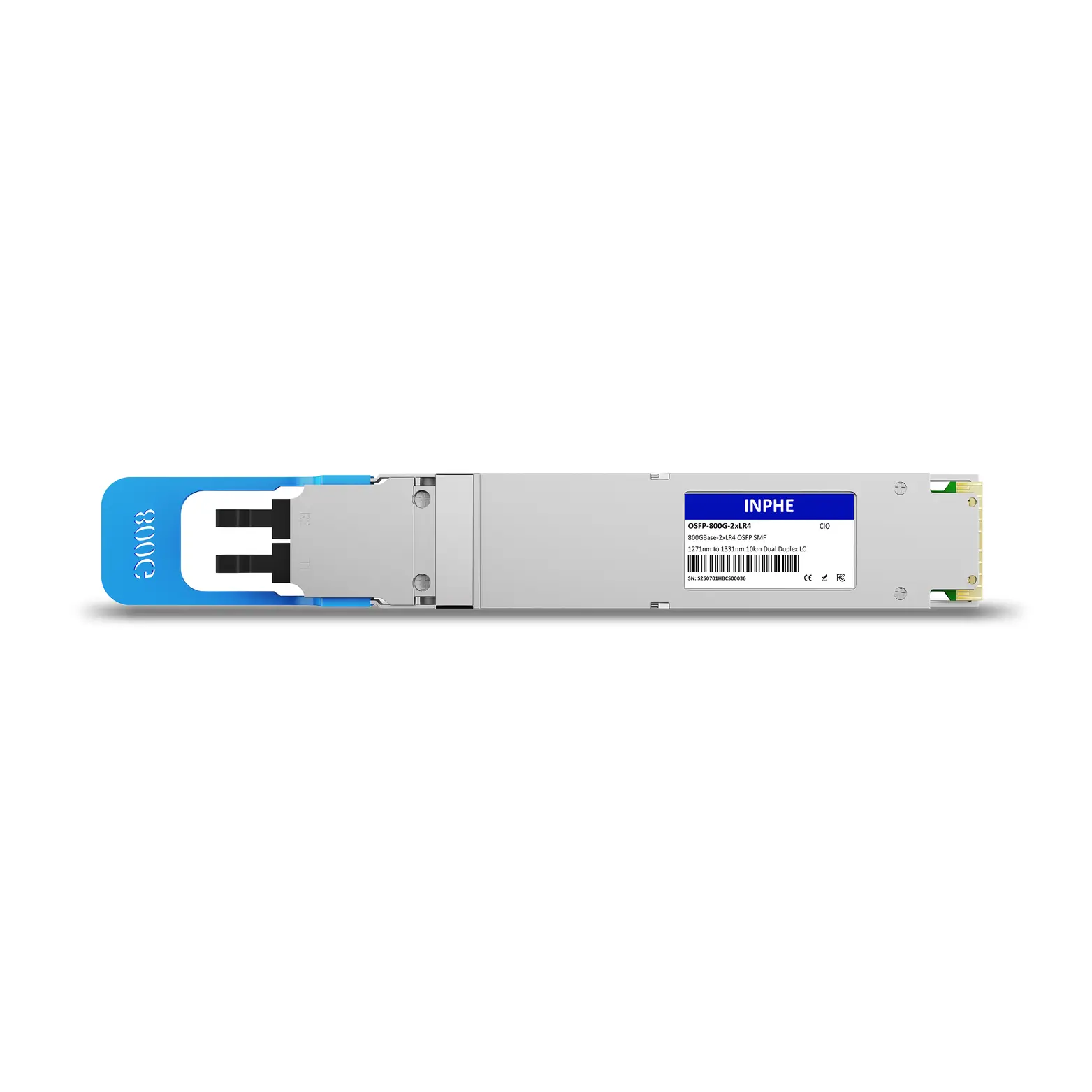 Cisco Compatible OSFP 800GBASE 2xLR4 1271/1291/1311/1331nm 10km SMF Dual Duplex LC With Dual CDR DDM/DOM Optics Transceiver, Support 2x400G LR4, Finned Top